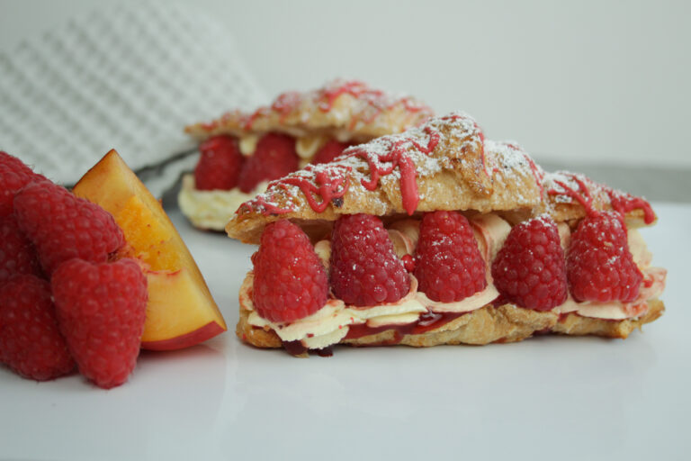 Peach and raspberry croissant
