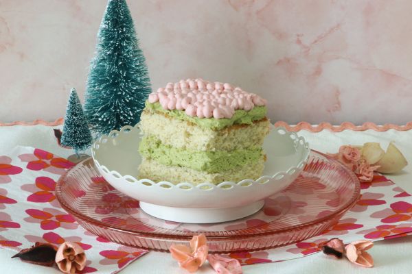 Matcha & Cherry Blossom Vanilla Christmas Cake