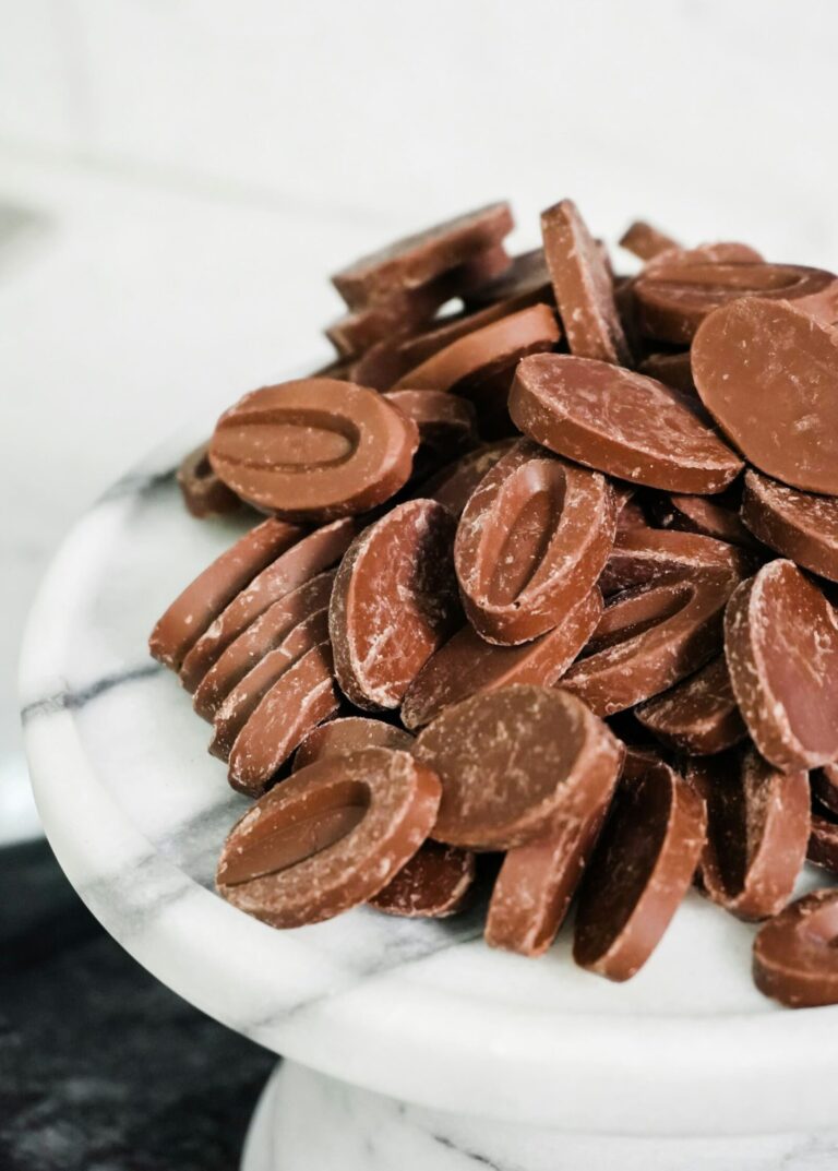 Chocolate feves in a pile