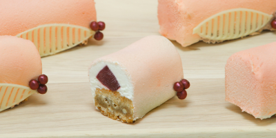 Yuzu Raspberry Blondie Yule Log Buchettes